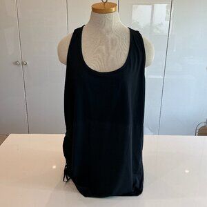 Fabletics, Stretch Racerback Tank, Black with Rush Drawstring, Size 2X